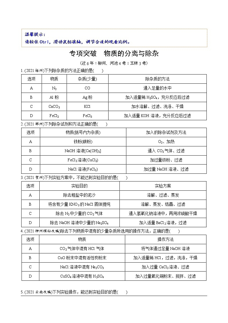 04.专项突破 物质的分离与除杂第1页