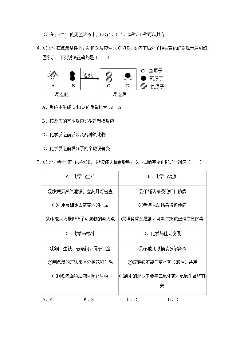 人教版初中化学九年级下册——期中化学试卷(6)【含答案解析】第3页