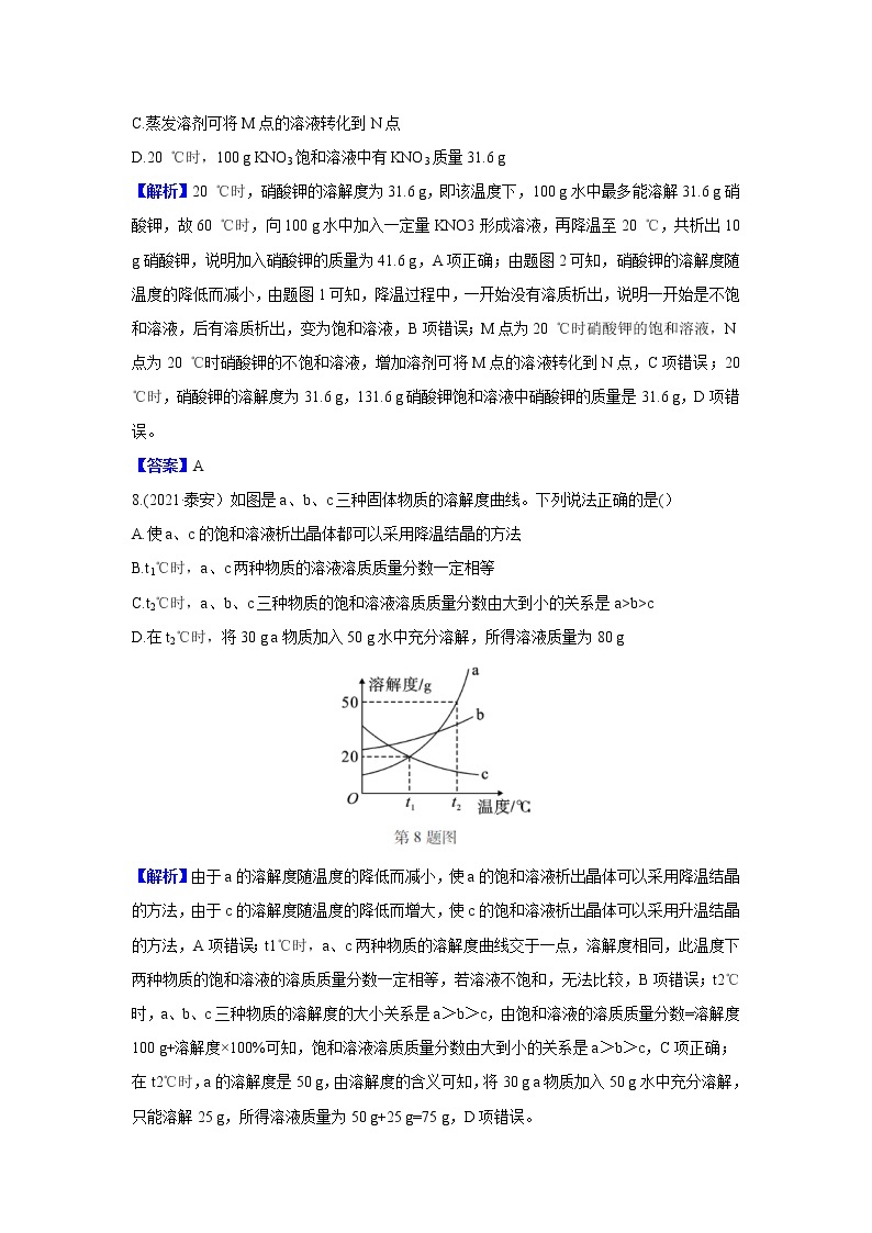 2021真题分类《第6章  溶解现象》03