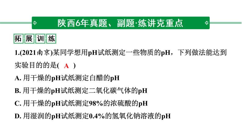 2022年陕西省中考化学一轮复习课件：主题5　常见的酸和碱08