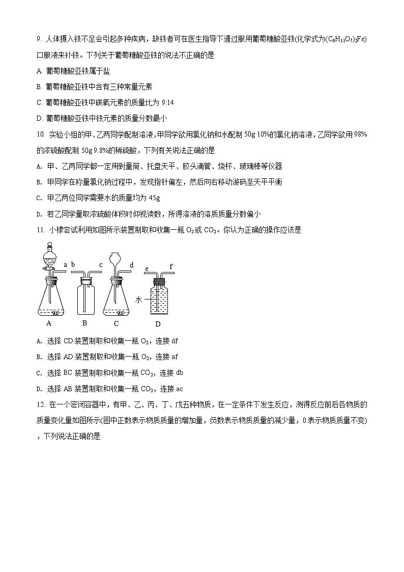 精品解析：2021年山東省濱州市無棣縣中考二模化學(xué)試題（原卷版）第3頁