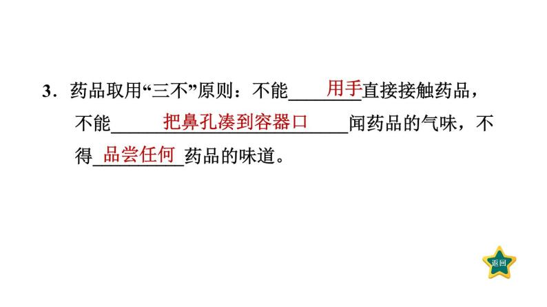 人教版九年级上册化学 第1单元 1.3.1化学药品的取用 习题课件06