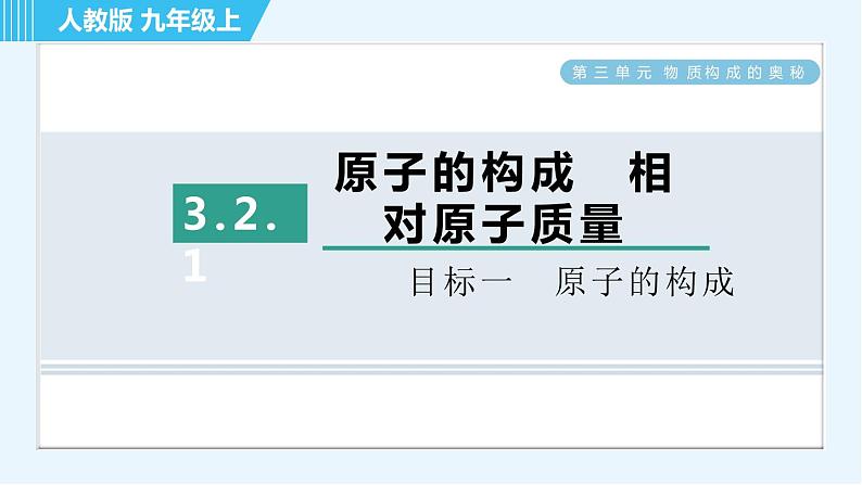 人教版九年级上册化学 第3单元 3.2.1 目标一 原子的构成 习题课件第1页