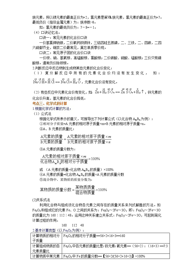 考点13物质的化合价和化学式(解析版)-2022年化学中考一轮过关讲练(沪教版)学案03