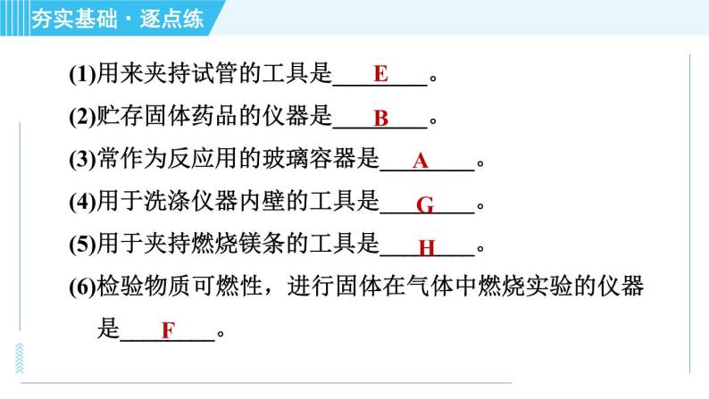 鲁教版九年级上册化学 第1单元 到实验室去 1 药品的取用 习题课件05