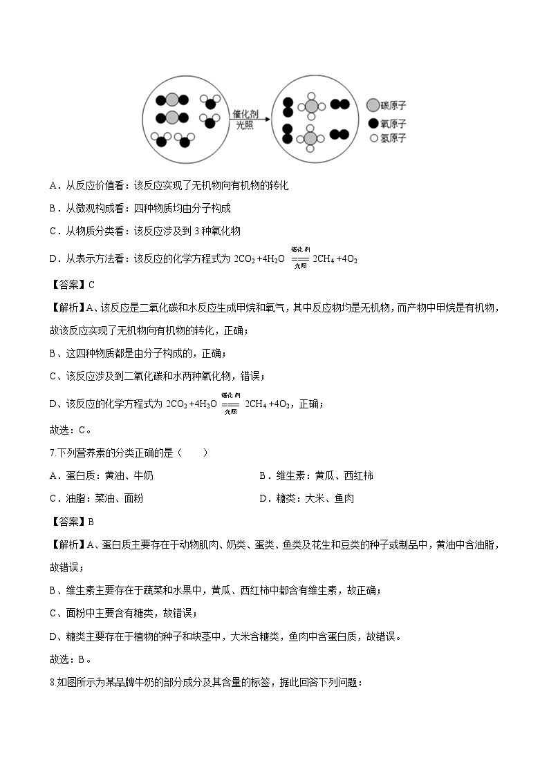 10.1 食物中的有机物 同步作业 初中化学鲁教版九年级下册（2022年） 练习03