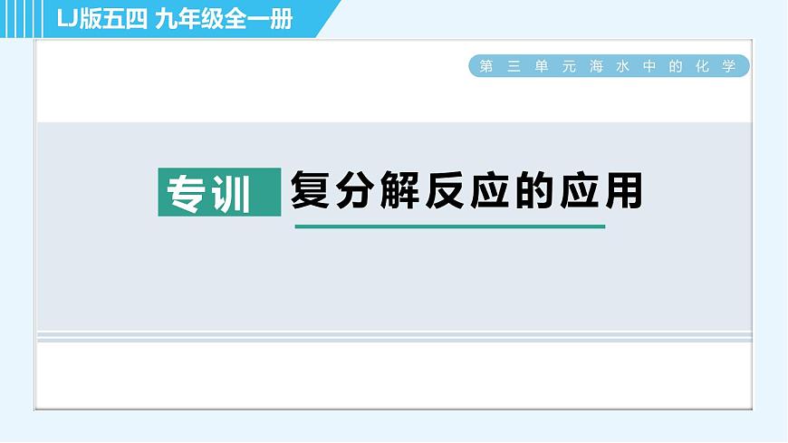 魯教五四版九年級全一冊化學(xué) 第3單元 專訓(xùn) 復(fù)分解反應(yīng)的應(yīng)用 習(xí)題課件第1頁