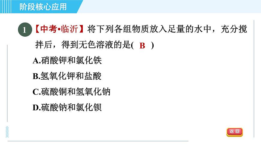 魯教五四版九年級全一冊化學(xué) 第3單元 專訓(xùn) 復(fù)分解反應(yīng)的應(yīng)用 習(xí)題課件第3頁