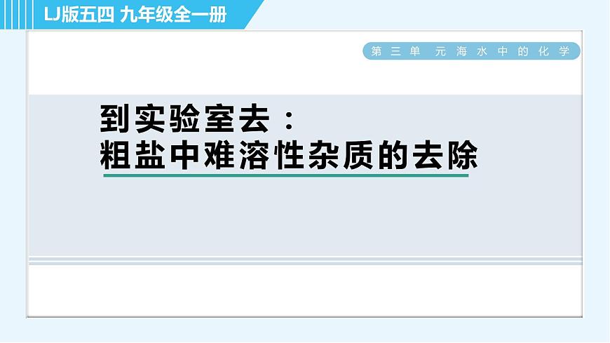魯教五四版九年級全一冊化學(xué) 第3單元 到實驗室去：粗鹽中難溶性雜質(zhì)的去除 習(xí)題課件第1頁