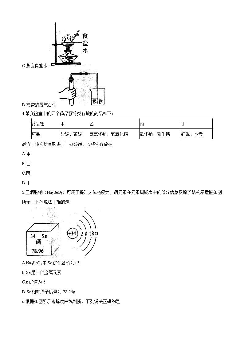 山东省菏泽市东明县2020届九年级中考二模化学试题及答案第2页