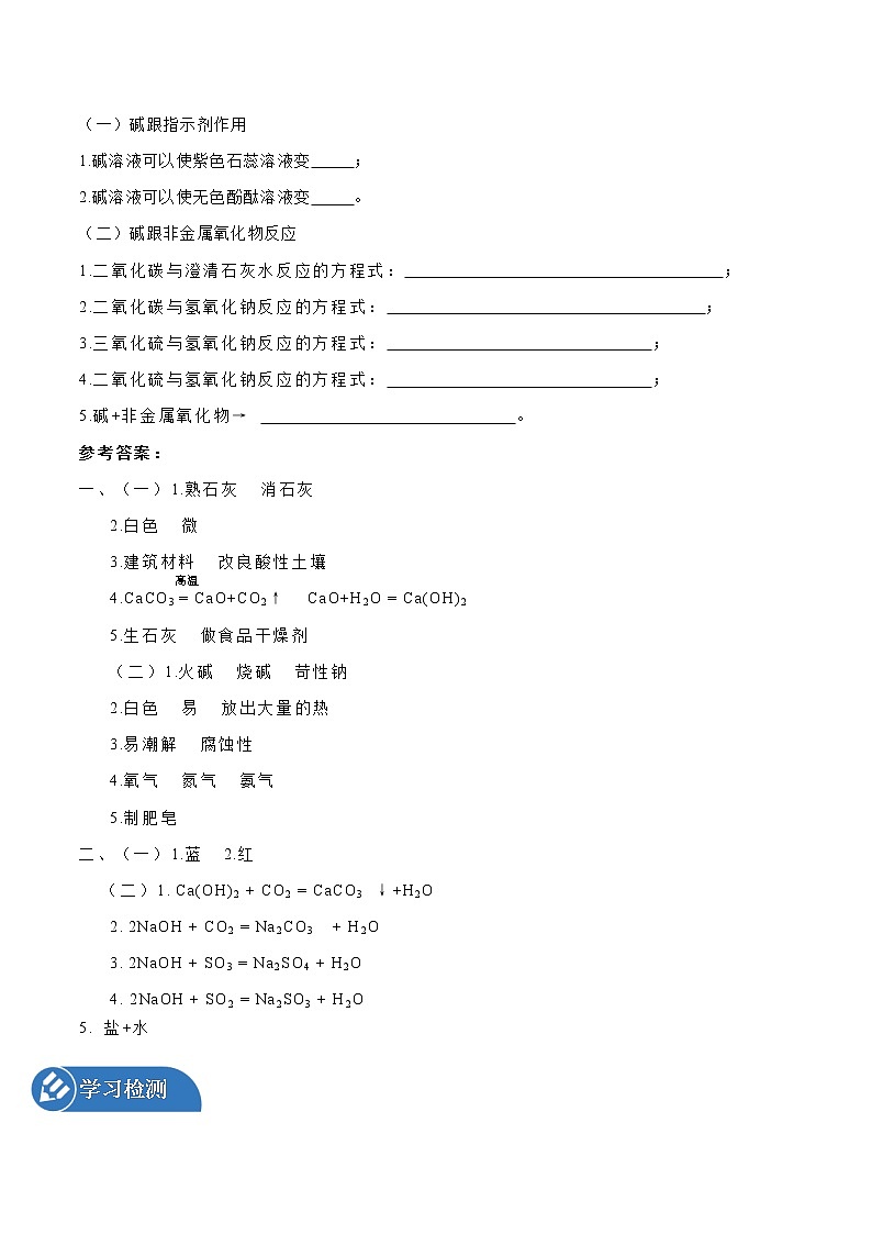 8.2 常见的酸和碱 第二课时 同步学案 初中化学科粤版九年级下册(2022年)第2页