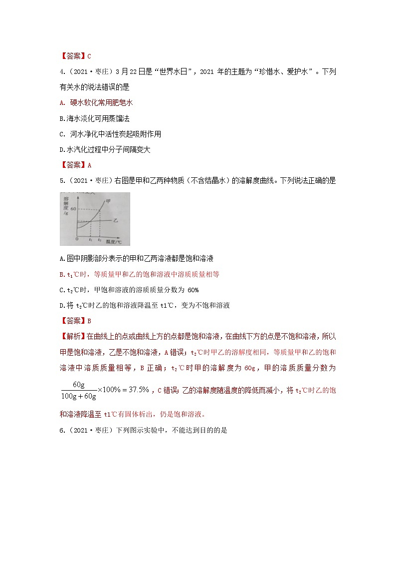 2021山东省枣庄市中考化学真题解析02