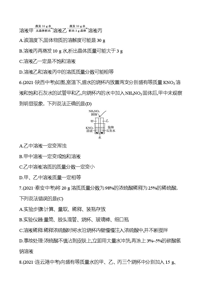 安徽中考复习 高效提分作业 第九单元 溶 液 (教师版)第2页