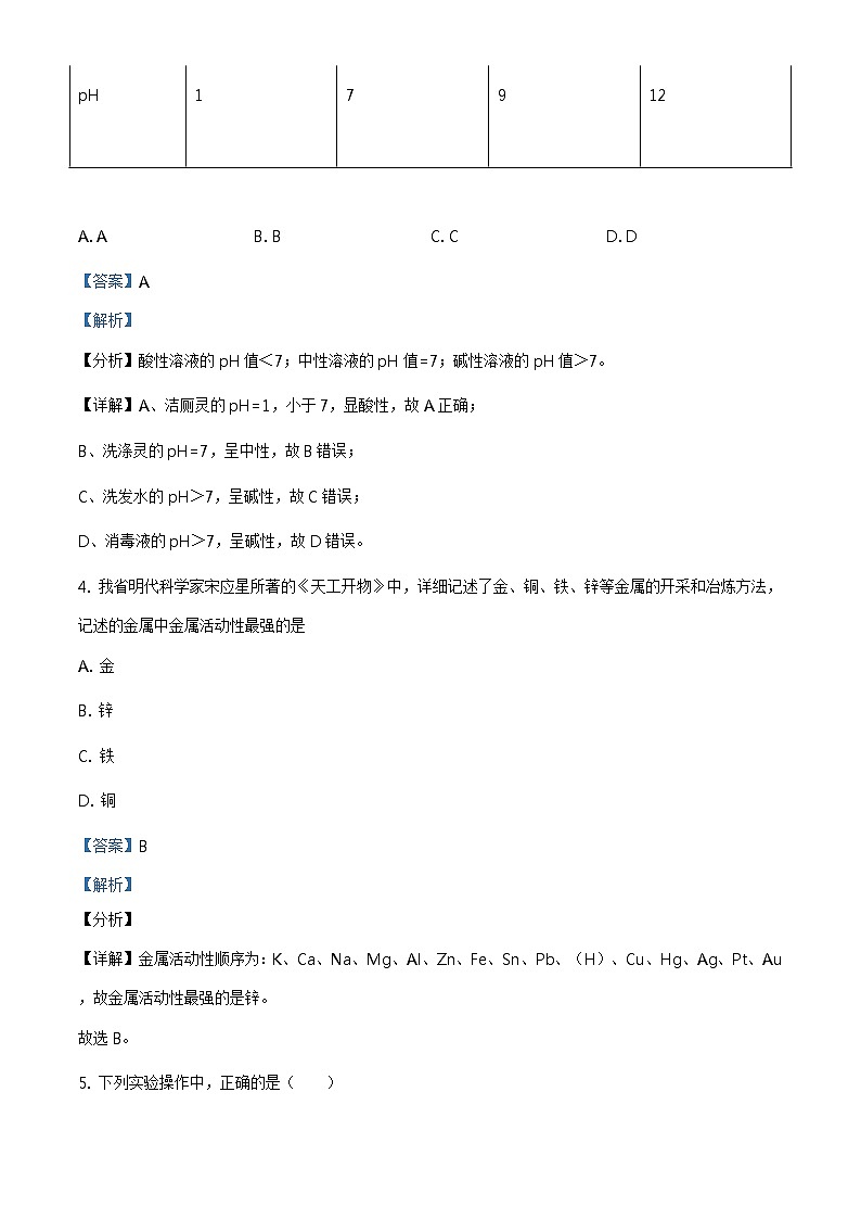 2020年北京市门头沟区中考一模化学试题第2页