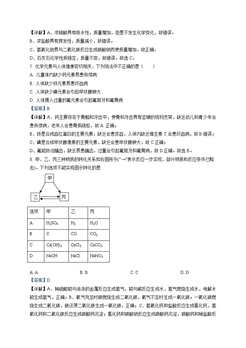 2020年天津市和平區(qū)中考一?；瘜W(xué)試題（線上）第3頁