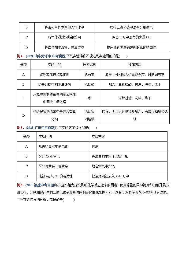专题31 实验方案的设计与评价(重点、难点)-备战2022年中考化学一轮复习考点微专题 (学生版)第2页