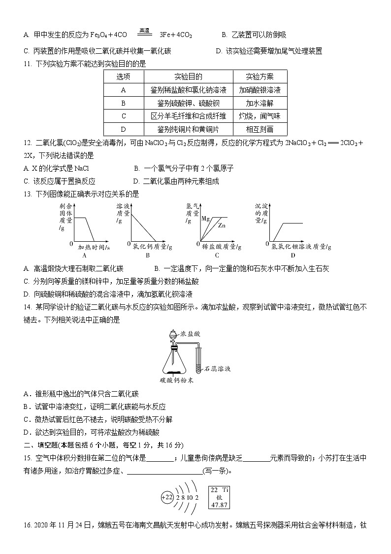 2022年河南省普通高中招生考试试卷(化 学)02