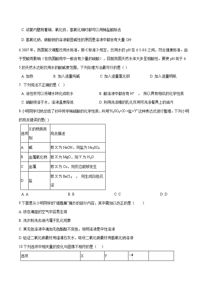 第二单元 到实验室去:探究酸和碱的化学性质 同步习题 初中化学鲁教版(五四学制)九年级全一册(2022年)第2页