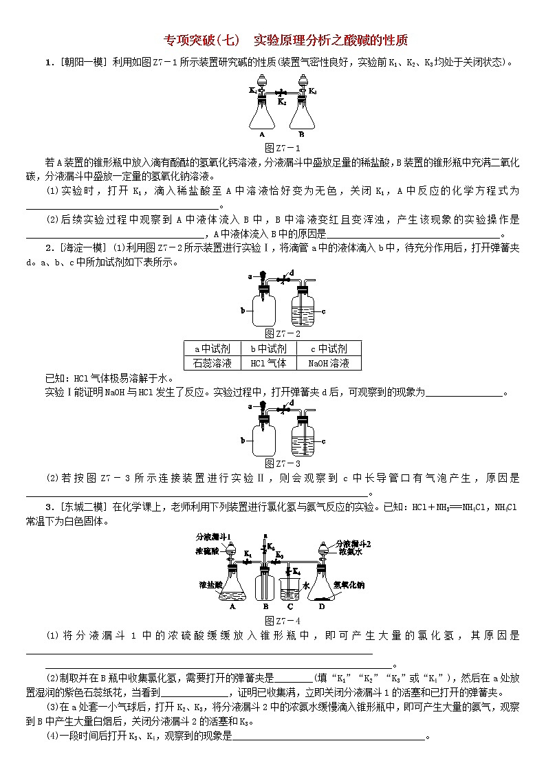 中考化学二轮复习专项突破07《实验原理分析之酸碱的性质》练习题(含答案)第1页