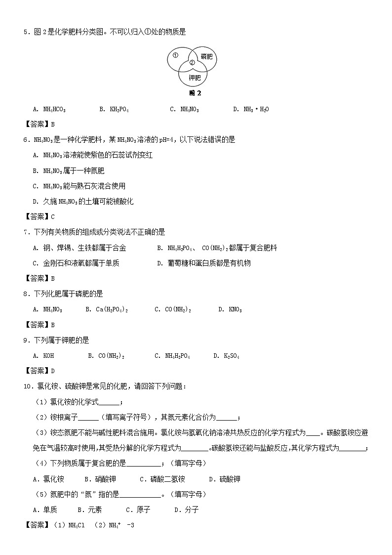 (通用版)中考化学一轮复习考点配套练习《化肥》(含答案)第2页
