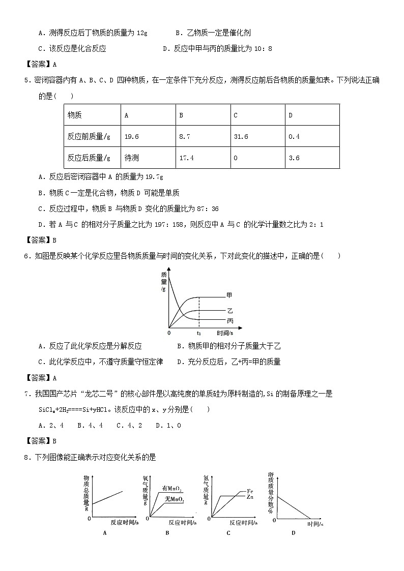 (通用版)中考化学一轮复习考点测试卷《质量守恒定律》(含答案)第2页