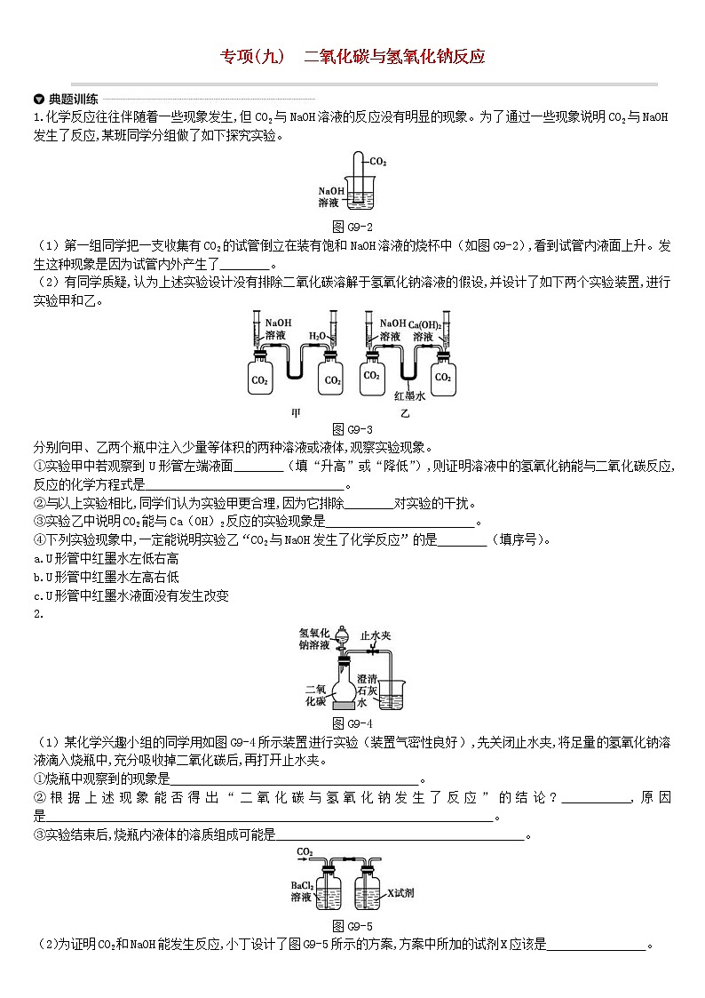 中考化学二轮专项复习专项09《二氧化碳与氢氧化钠反应》练习题(含答案)第1页
