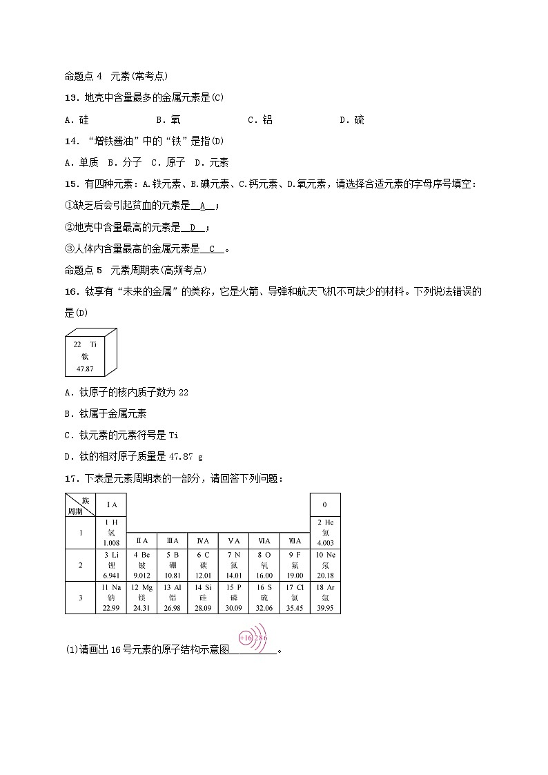 (通用版)中考化学一轮复习考点梳理03《物质构成的奥秘》练习题(含答案)第3页