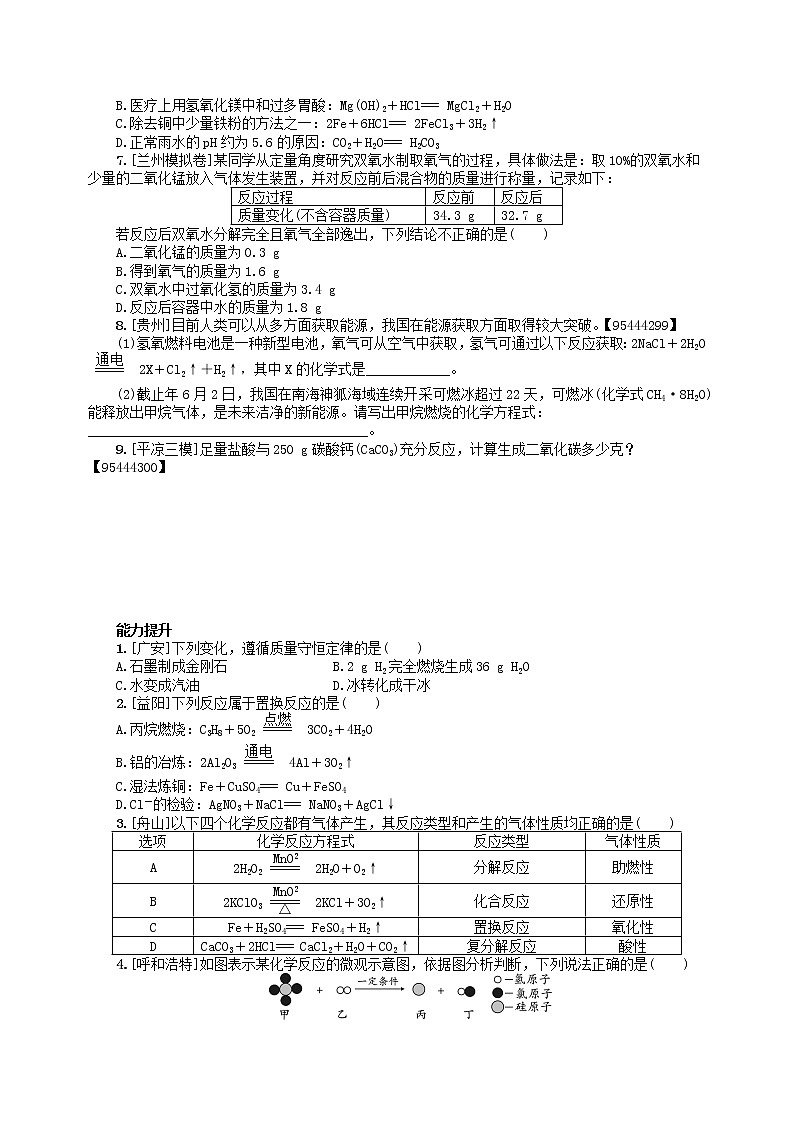 中考化学一轮复习考点精选练第13讲《认识几种化学反应 质量守恒定律及化学方程式 》(含答案)第3页