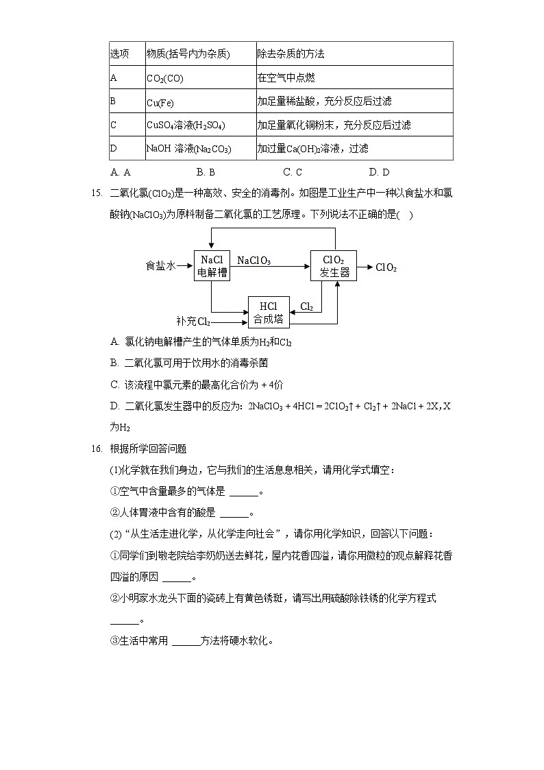 2022年江苏省泰州市姜堰区四校联考中考化学模拟试卷(含答案)第3页