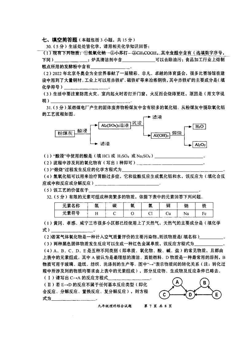 2022年湖北省黄冈市中考一模理科综合试题 - 化学03