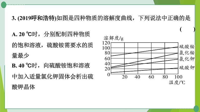 2022年中考化学一轮专题复习专题7 溶解度曲线及溶解度表课件PPT第5页