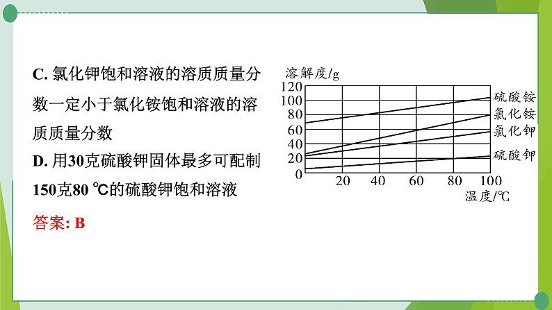 2022年中考化学一轮专题复习专题7 溶解度曲线及溶解度表课件PPT第6页