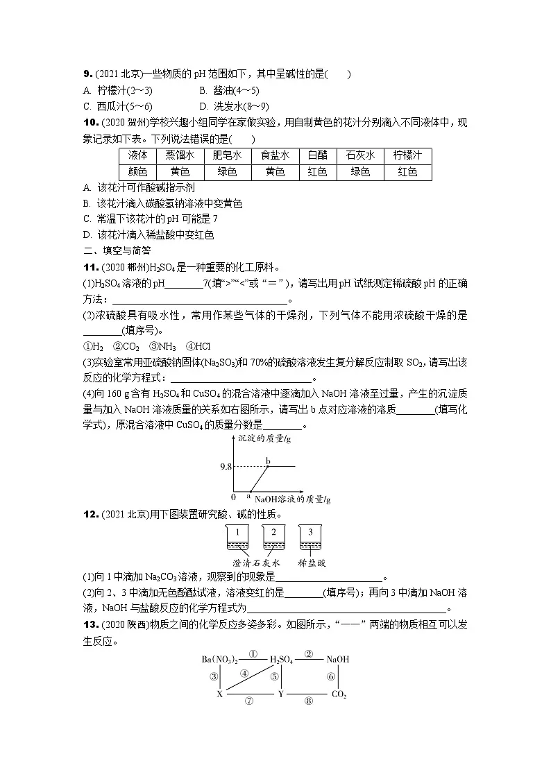 2022年中考化学一轮复习专题训练---第八讲常见的酸和碱(第4课时)第2页