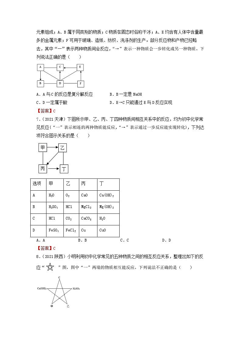 专题24物质的推断-【提分必备】2022年中考化学一轮复习必练真题(全国通用)03