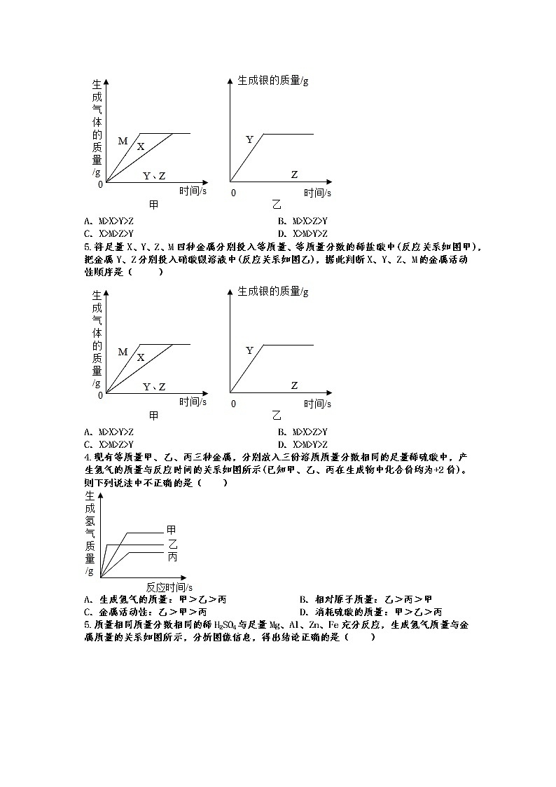 2022年中考化学专题复习——金属与酸、金属与盐溶液的反应第2页