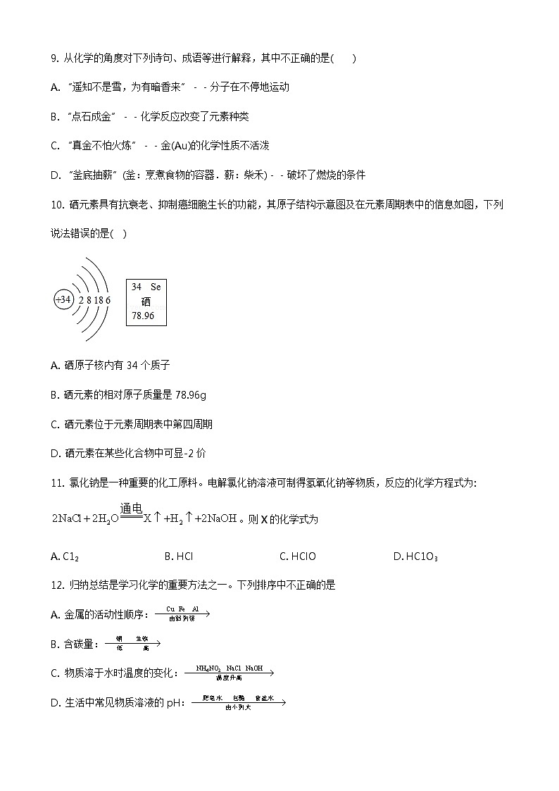 精品解析:2020年山东省泰安市泰山区中考二模化学试题(原卷版)第3页