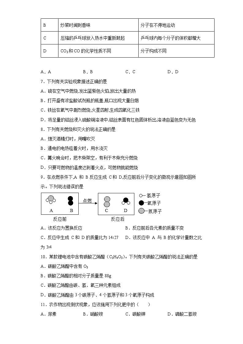 2022年黑龙江省佳木斯市中考一模化学试题(word版含答案)02