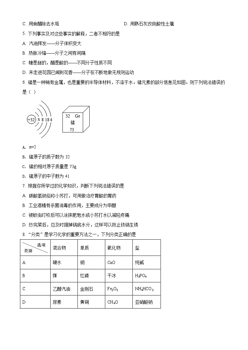 精品解析:2021年山东省德州市德城区中考二模化学试题(解析版+原卷板)02