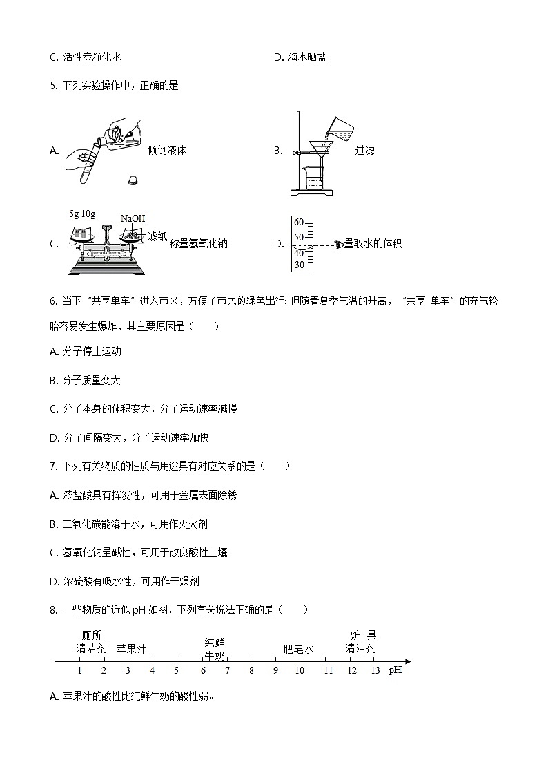 精品解析:2020年江苏省常州市天宁区常州二十四中中考二模化学试题(解析版+原卷板)02