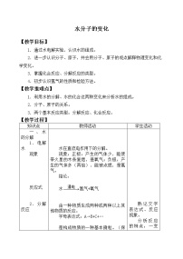 初中化学鲁教版九年级上册第二节 水分子的变化教案