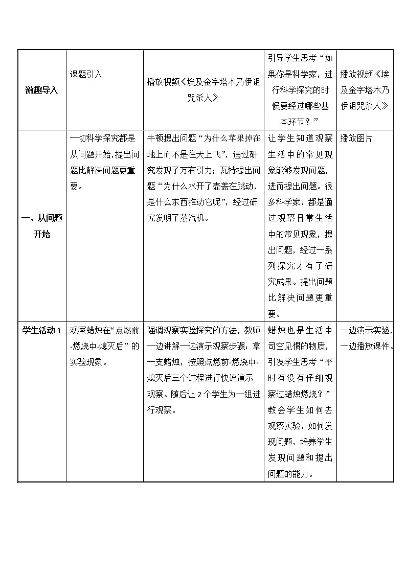 鲁教版九年级化学上册 3.2 体验化学探究 教案第2页