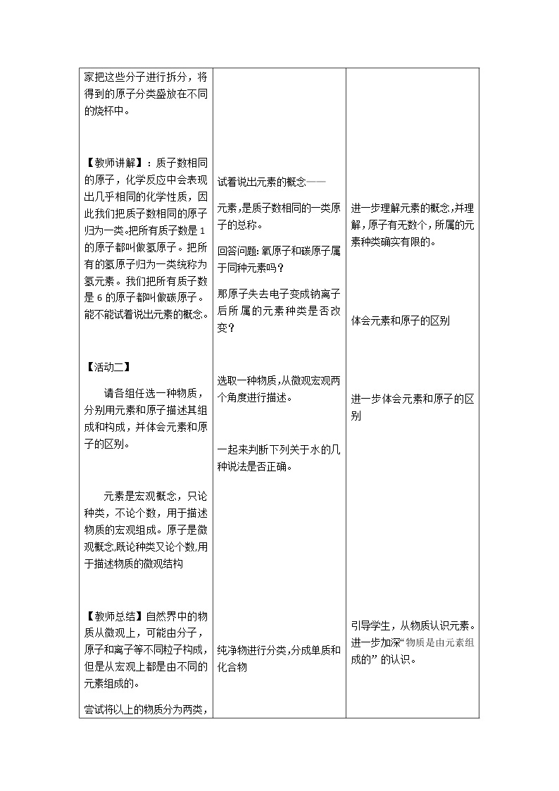 鲁教版九年级化学上册 2.4  元素(1) 教案02