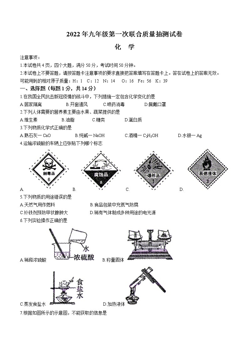 2022年河南省焦作市中考一模化學(xué)試題第1頁(yè)