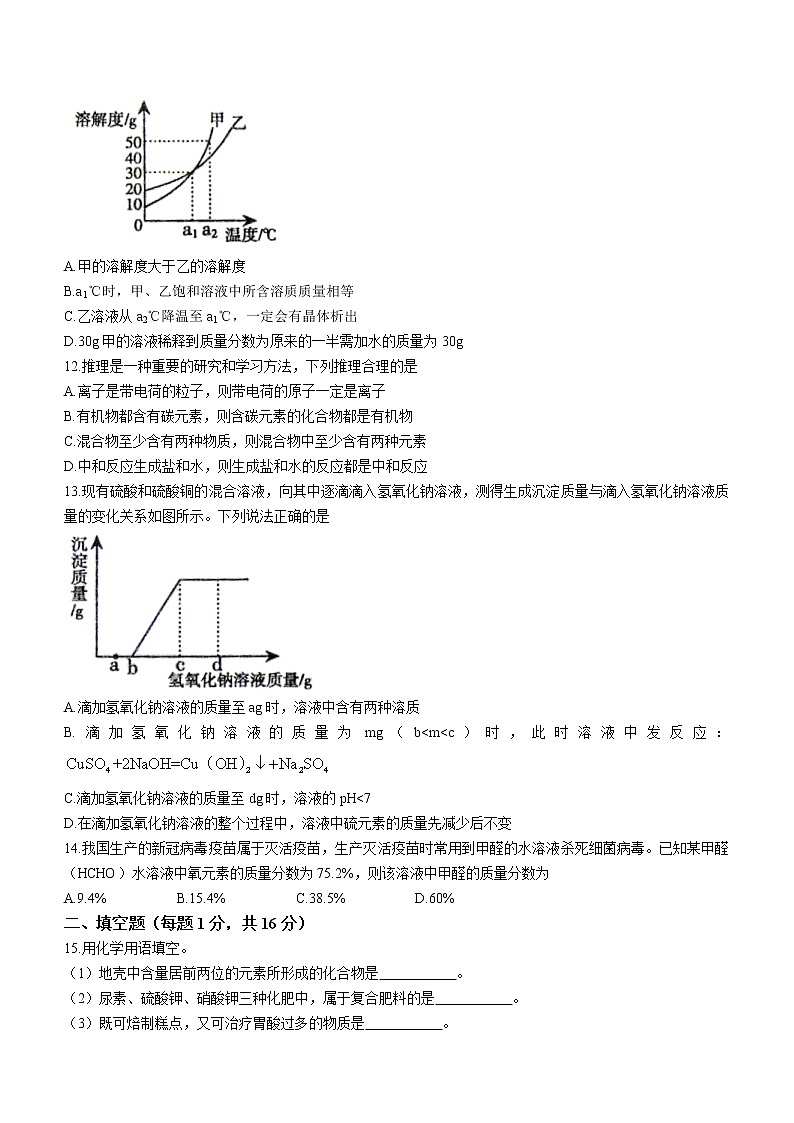 2022年河南省焦作市中考一?；瘜W(xué)試題第3頁(yè)