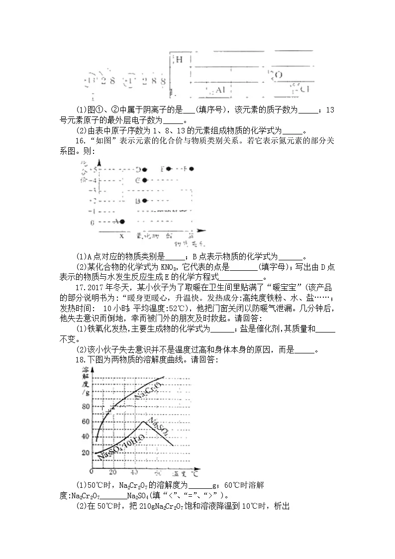 2022年中考化学二轮复习强化练习卷第3页