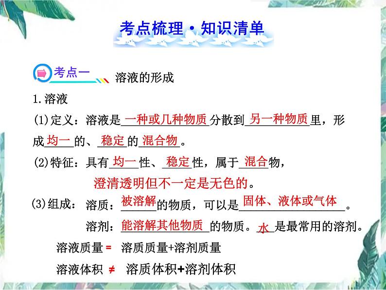 中考化学第一轮复习 溶液 优质复习课件第2页