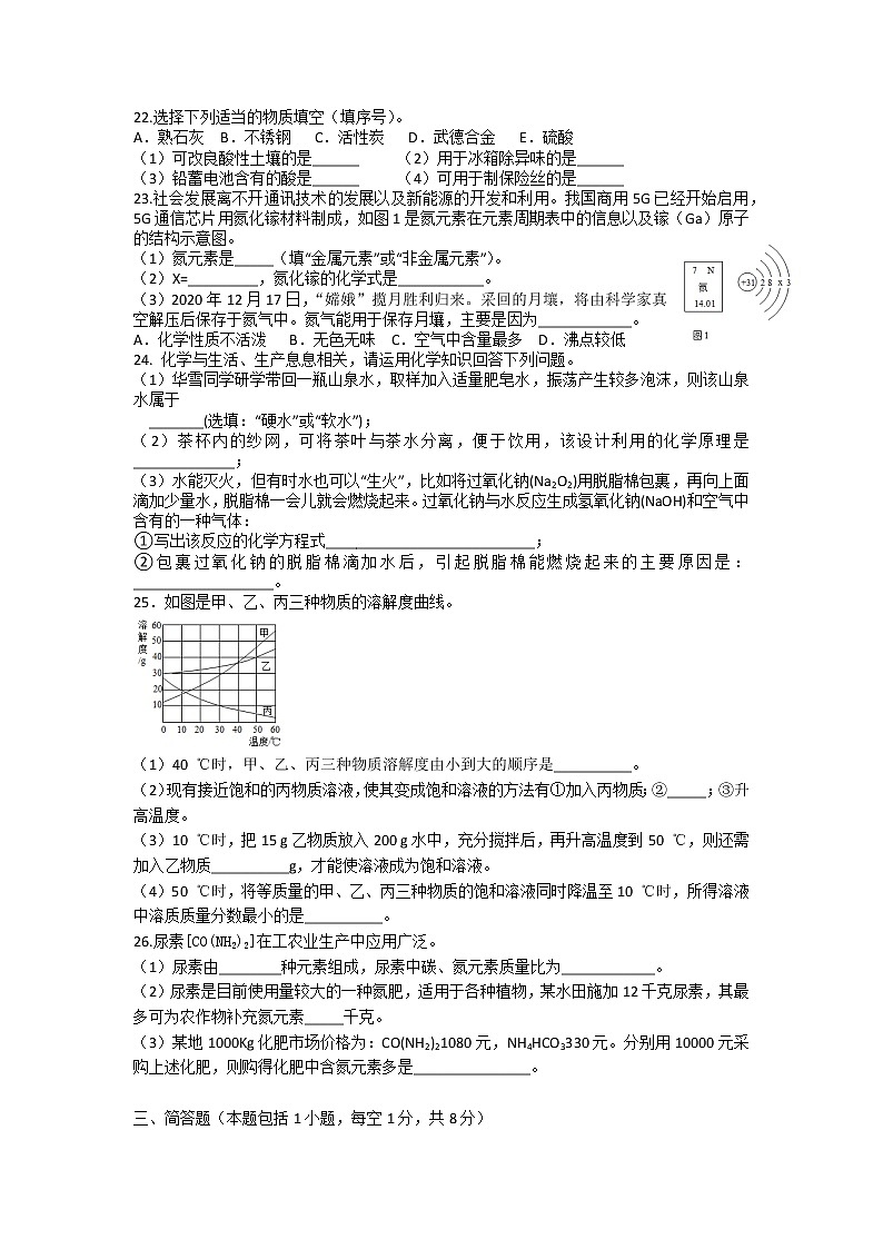 2022年湖南省湘潭县云龙中学初中学业水平模拟化学试题03