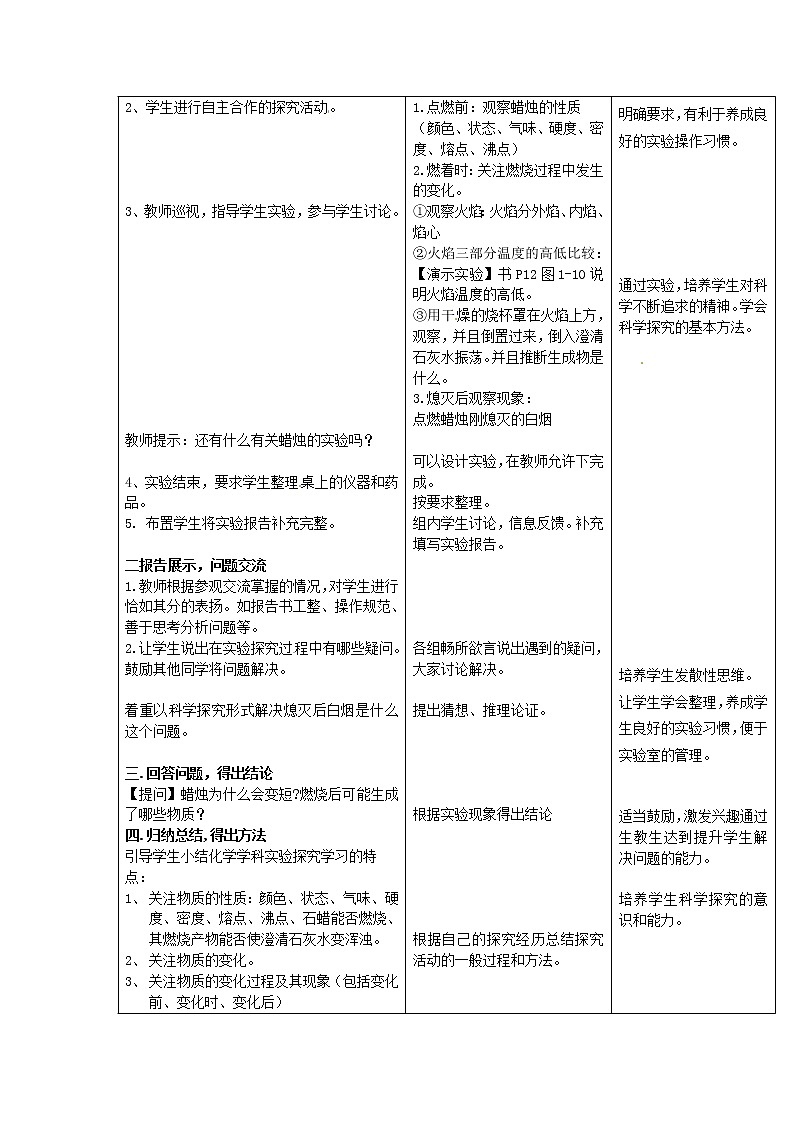 人教初中化学九上《1课题2化学是一门以实验为基础的科学》word教案 (4)第2页