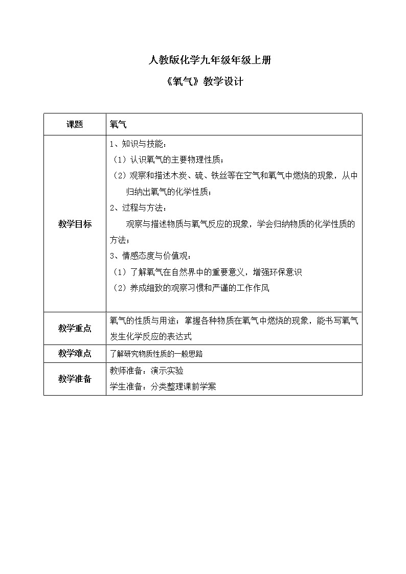 课题2《 氧气》教案第1页
