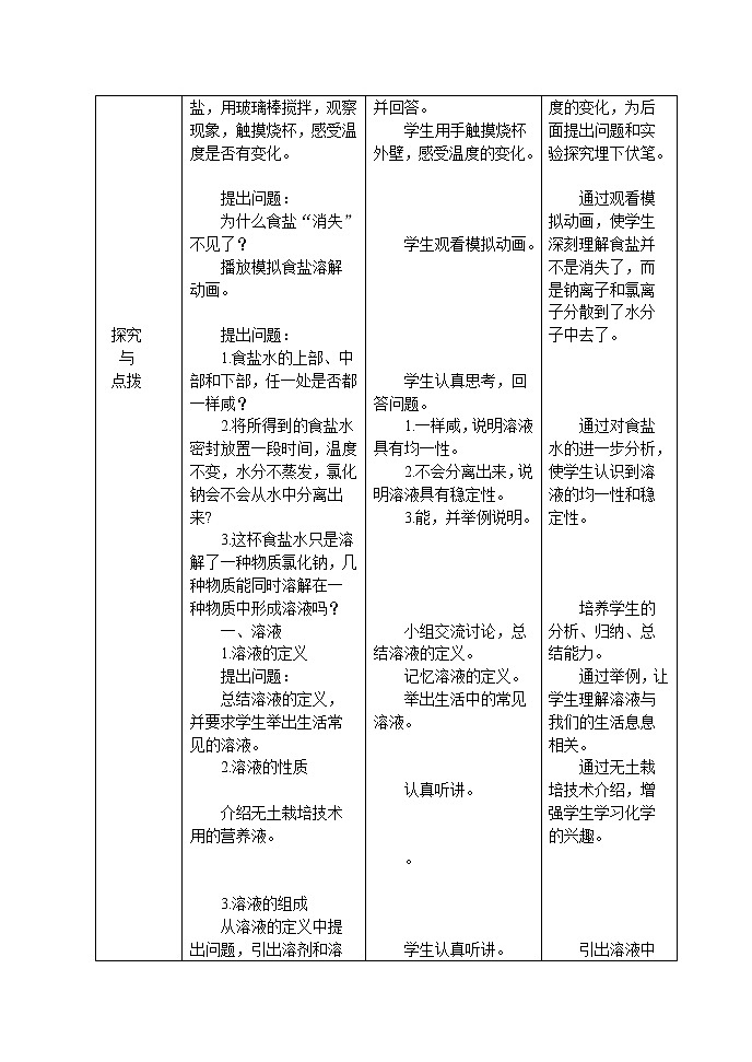 鲁教版(五四制)九下化学 1.1溶液的形成  教案02